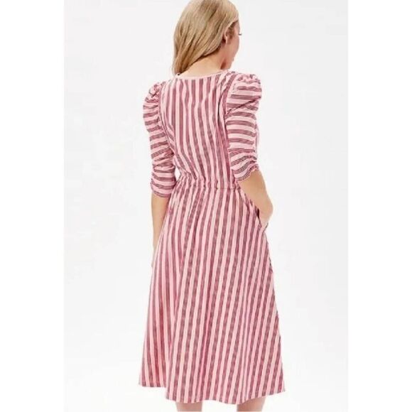 Matilda Jane Size Smal McIntosh Midi Stripe Knit Half Sleeve Dress Pink Red Cott - Picture 2 of 9